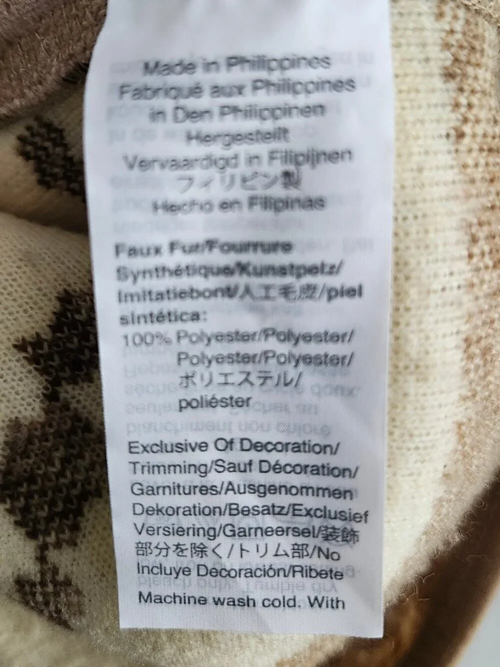 J.CREW Nordic Fair-Isle Sherpa Fleece Full-Zip Brown/Cream Striped Jacket M